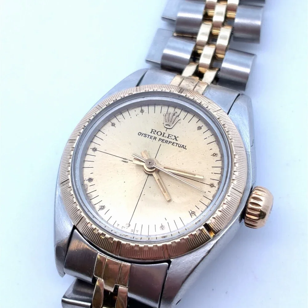 Vintage Rolex Oyster Perpetual 6724 Zephyr Dial Two Tone Ladies Watch